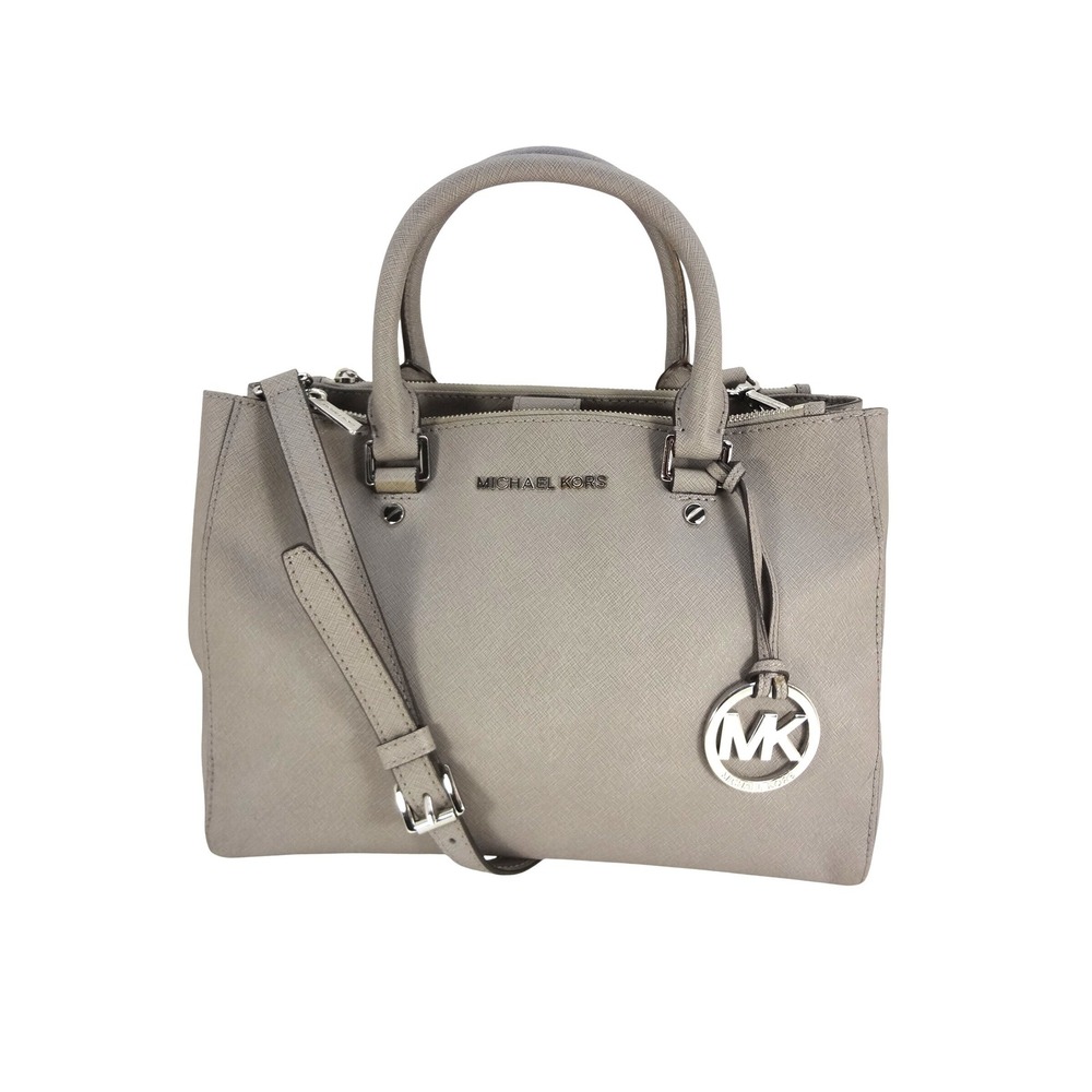 Michael Kors Hope Medium Satchel Dove Grey Saffiano Leather Crossbody Bag